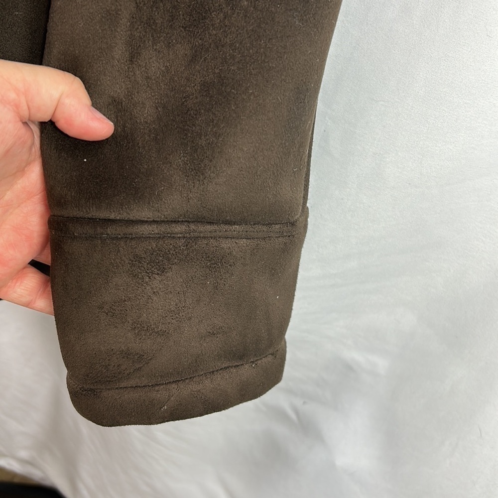 Liz Claiborne Faux Suede and Fur Dark Brown Winter Coat - Picture 7 of 10